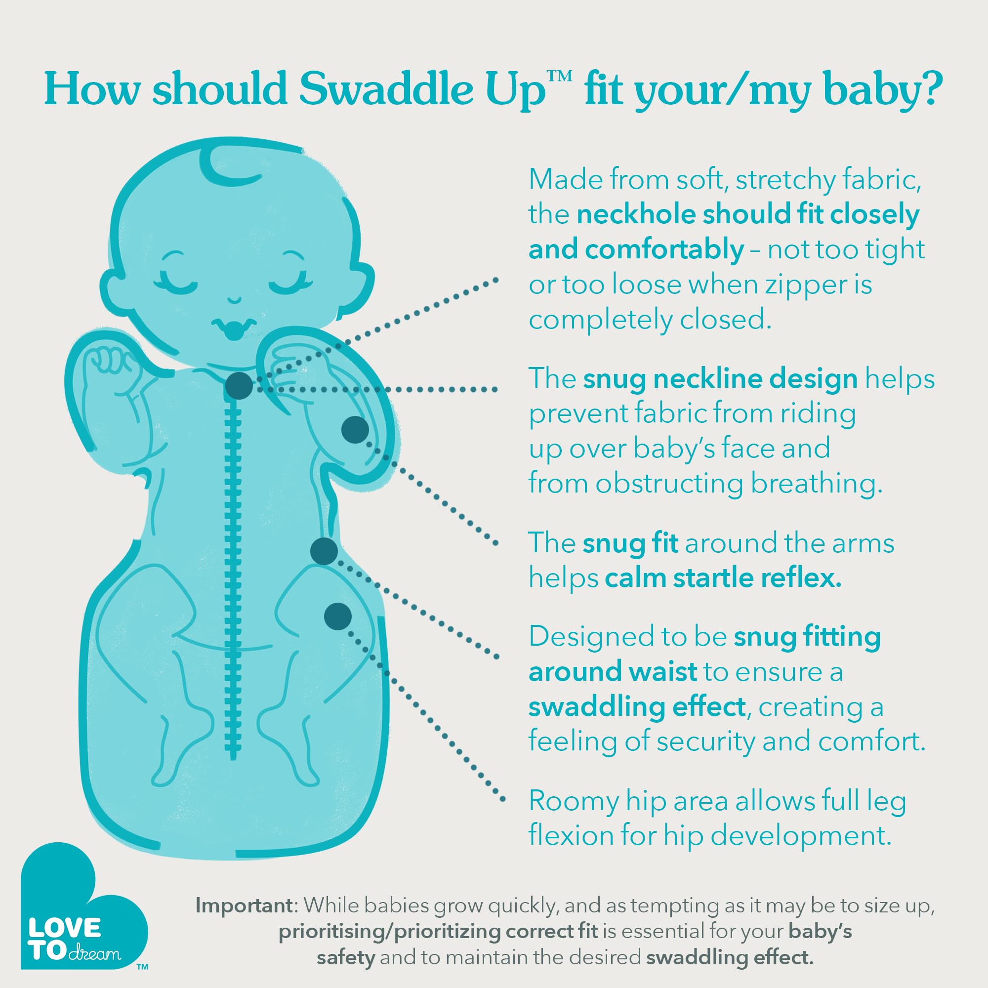 Love To Dream Swaddle Up cotton elastane blend feels soft on delicate skin