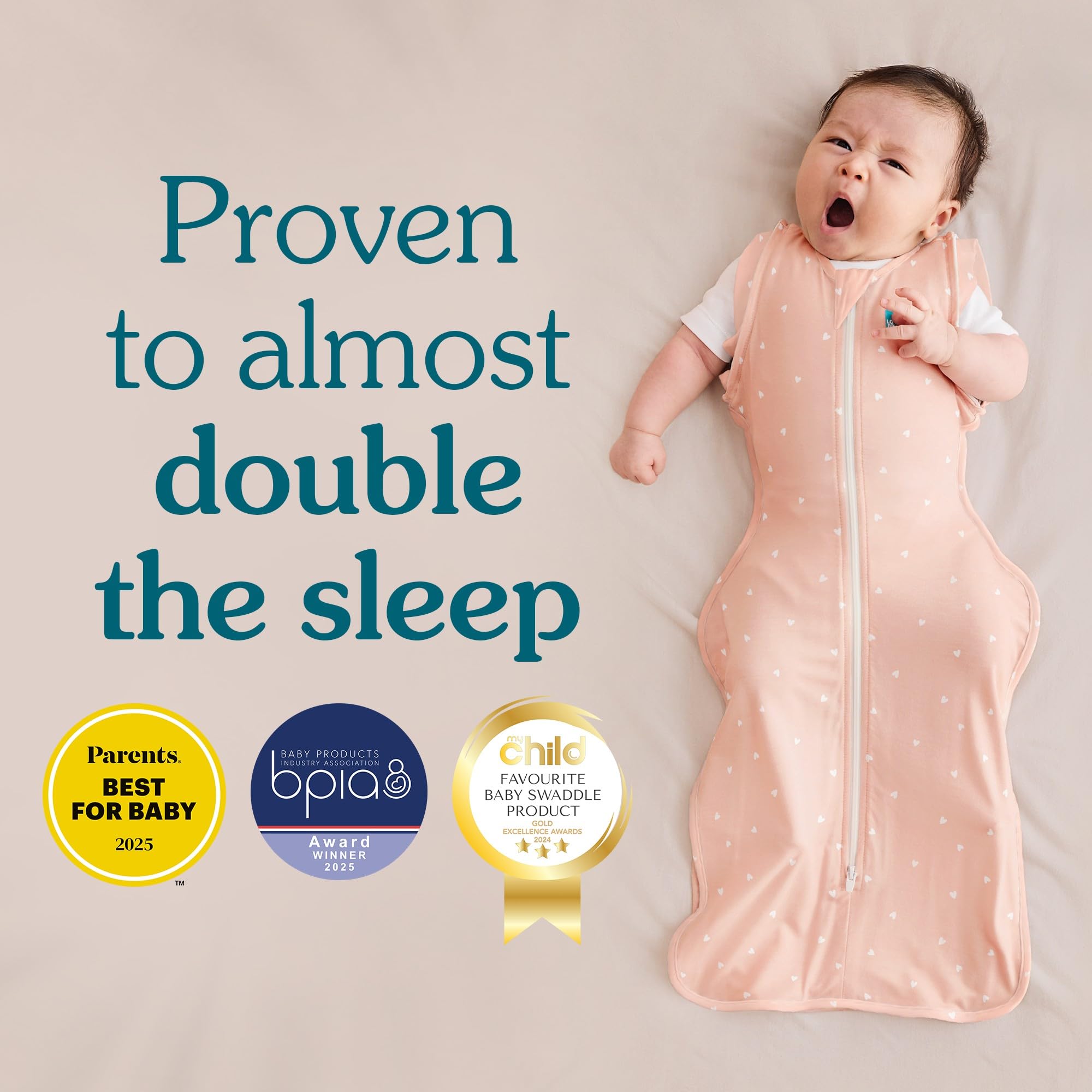 Love To Dream Swaddle Up hip-friendly fit keeps baby's hips free for movement