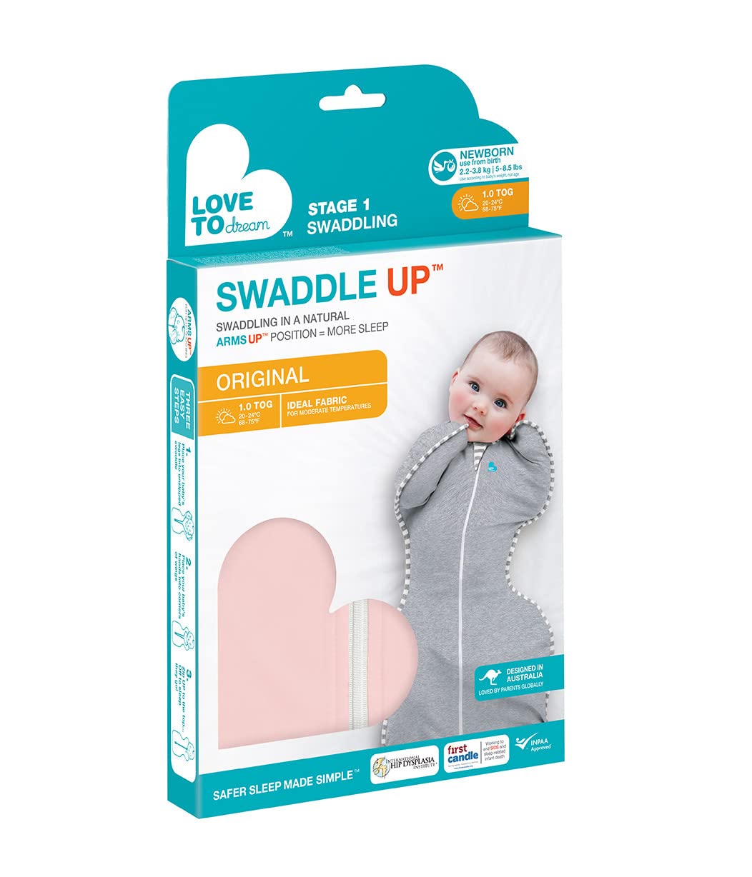 Love to Dream Swaddle UP 1.0 TOG is ideal for moderate room temperatures.