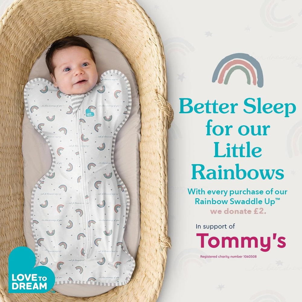 Love to Dream Swaddle UP Rainbow Dream newborn safety and comfort for 8-13 lb babies.