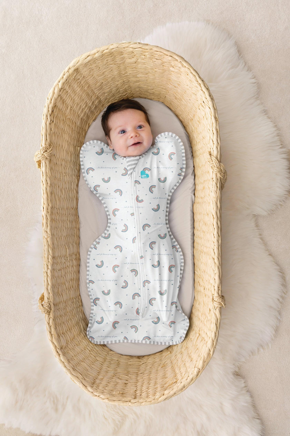 Love to Dream Swaddle Up snug fit prevents fabric from creeping toward the face.