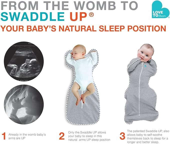 Love To Dream Swaddle Up arms-up design helps calm startle reflex