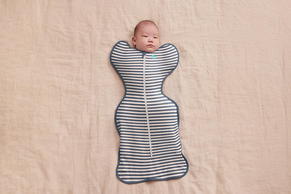 Love To Dream Stripe Denim version offers cozy newborn sleepwear