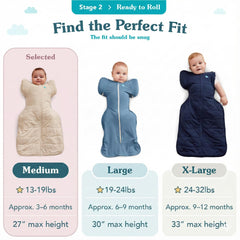 Love To Dream Swaddle Up Transition Bag, both arms free, supports natural movement during rolling.