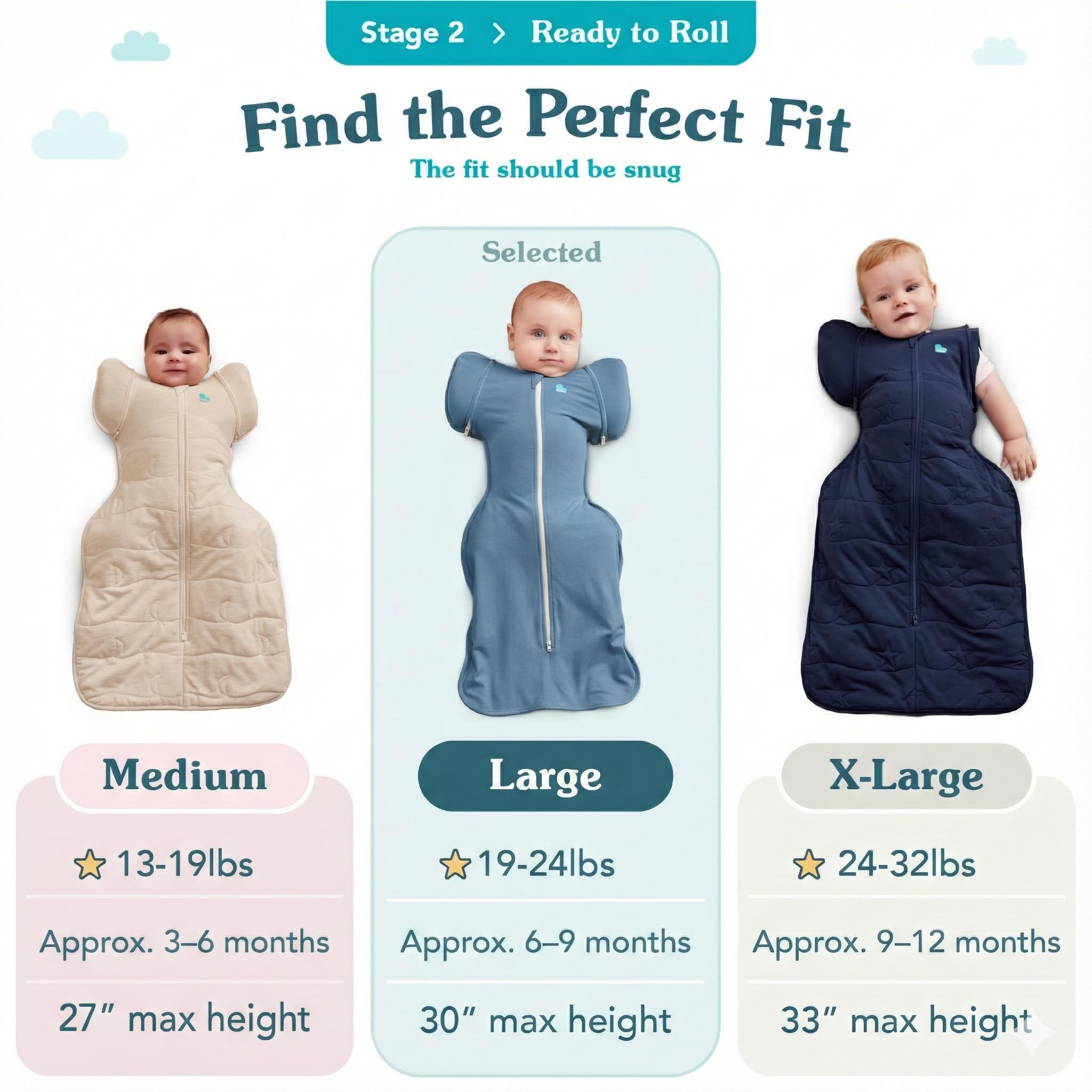 Love to Dream Swaddle Up Transition Bag hip-friendly design supports hip flexion and safe sleep