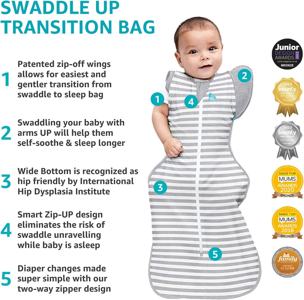 Love to Dream Swaddle Up Transition Bag in White Rainbow Dream color, soft and breathable