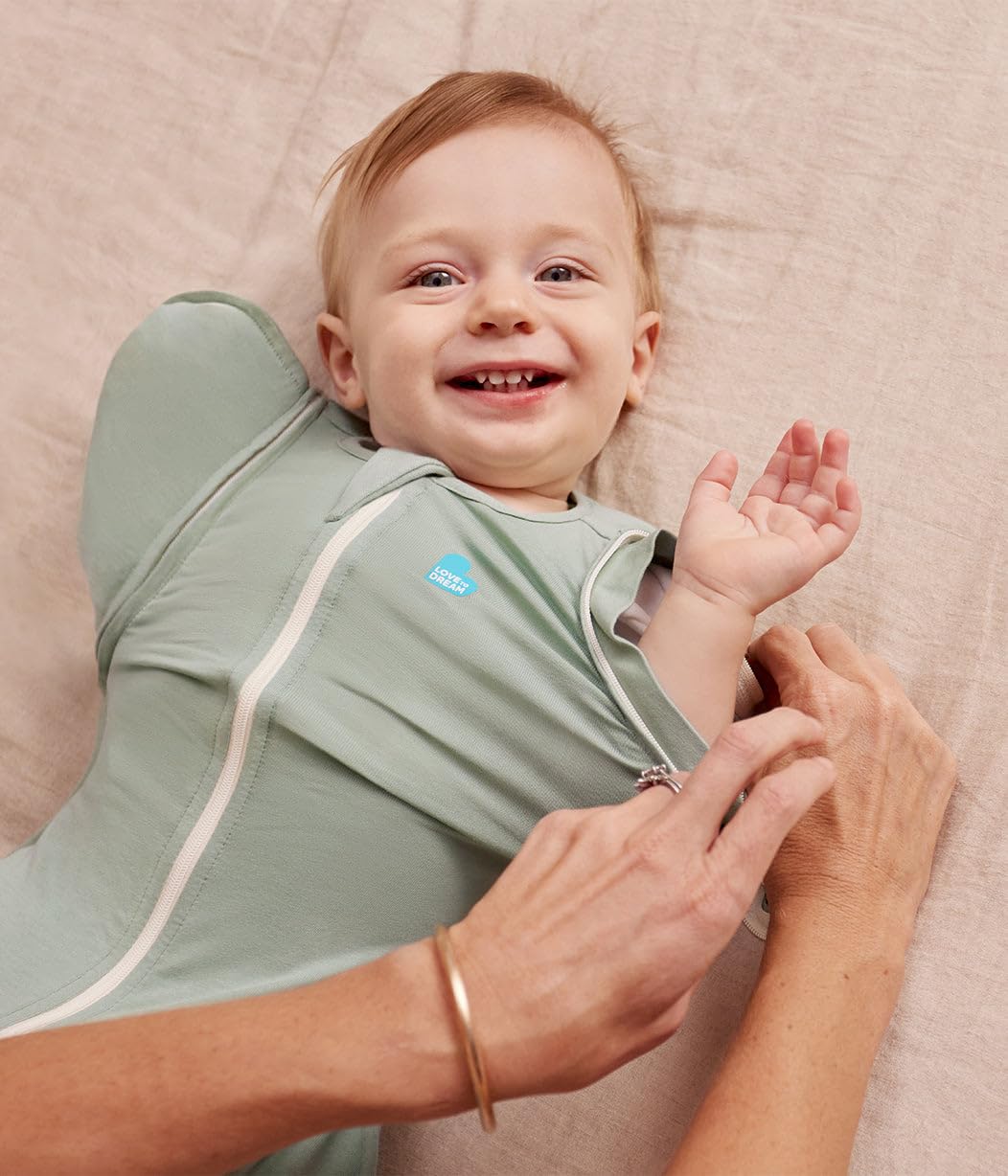 Love to Dream Swaddle Up with zip-off wings for gradual arms-out transition.
