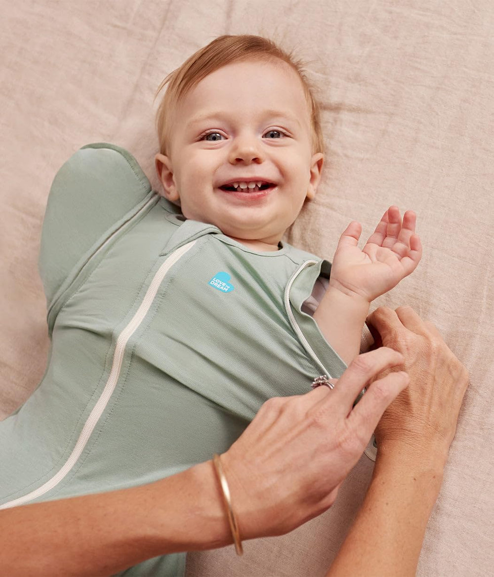 Love to Dream Swaddle Up with zip-off wings for gradual arms-out transition.