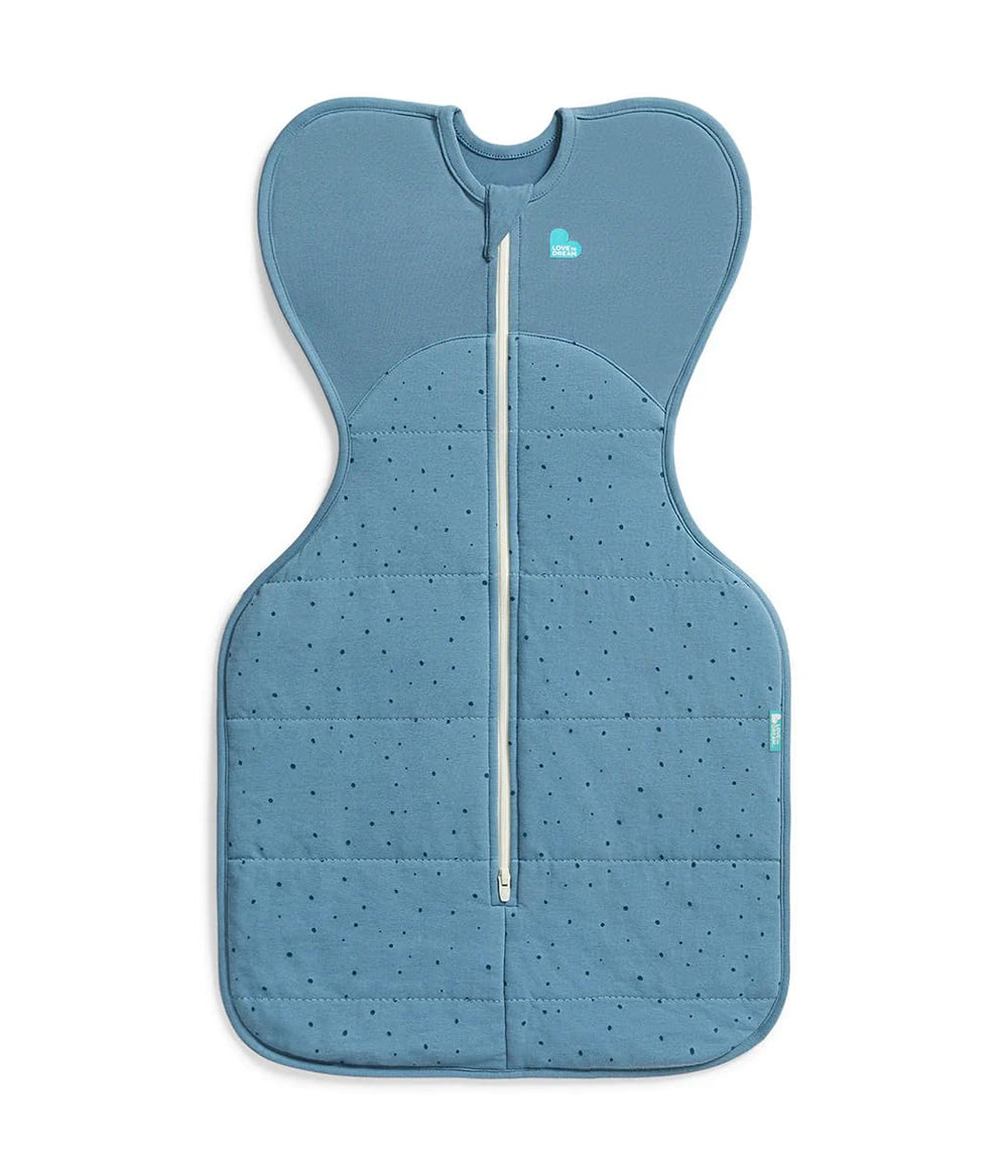 Love to Dream Swaddle Up 2.5 Tog storm blue arm-up sleep for self-soothing.