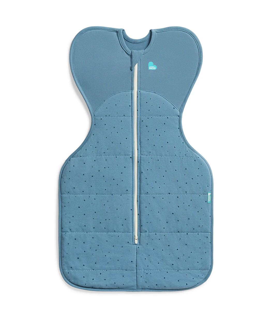 Love to Dream Swaddle Up 2.5 Tog storm blue arm-up sleep for self-soothing.