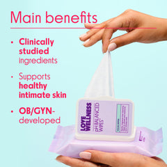 Love Wellness Balance Wipes pack for on-the-go freshness with sensitive skin care