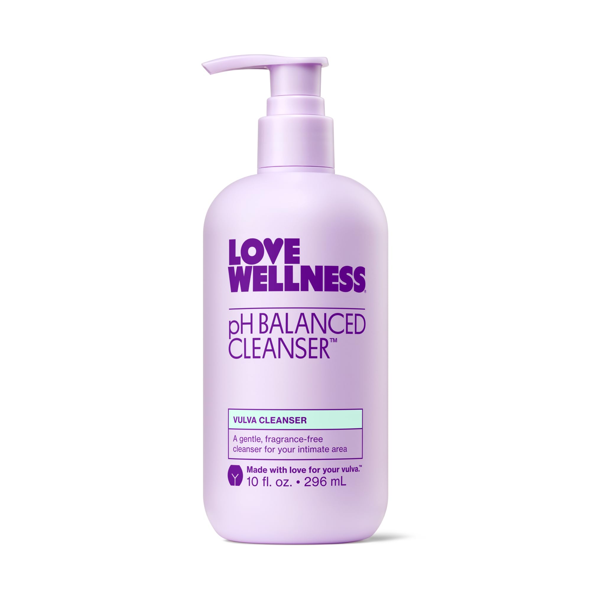 Love Wellness pH Balancing Cleanser bottle front—fragrance-free gentle intimate care.