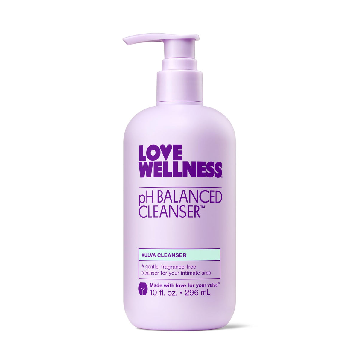 Love Wellness pH Balancing Cleanser bottle front—fragrance-free gentle intimate care.