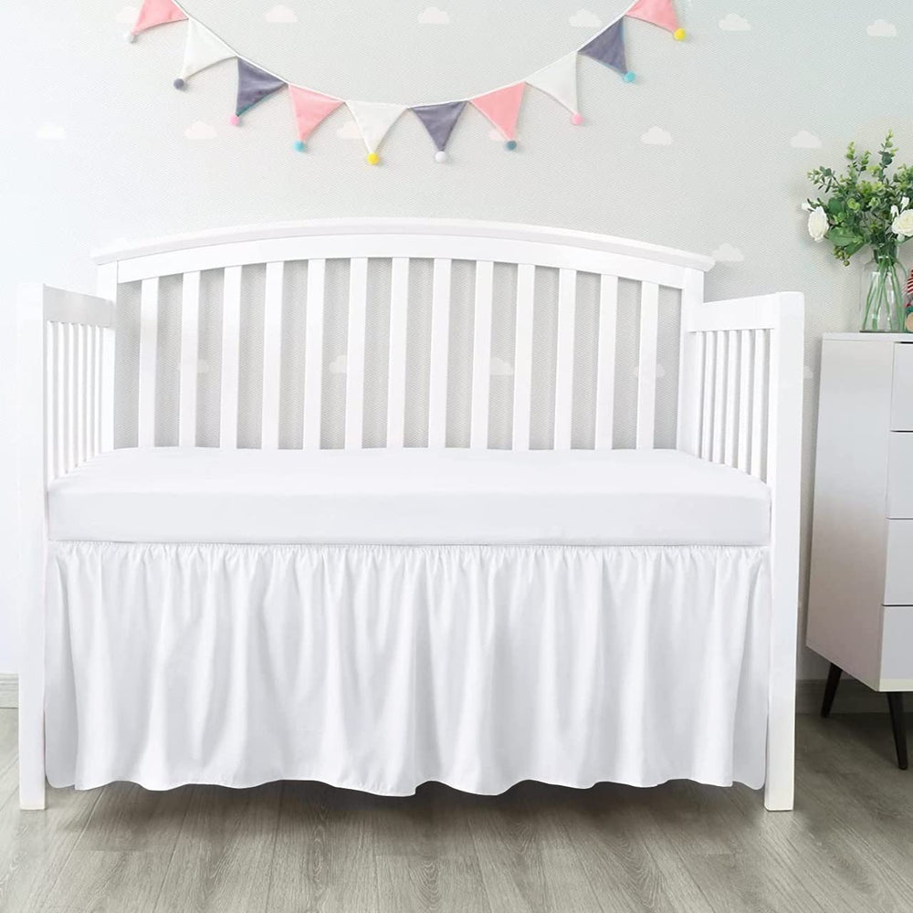 Love2Sleep dust ruffle crib skirt closeup showing soft Egyptian cotton texture