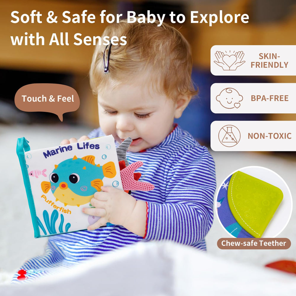 Love&Mini Ocean Shark Crinkle Book teether attachment for soothing gums