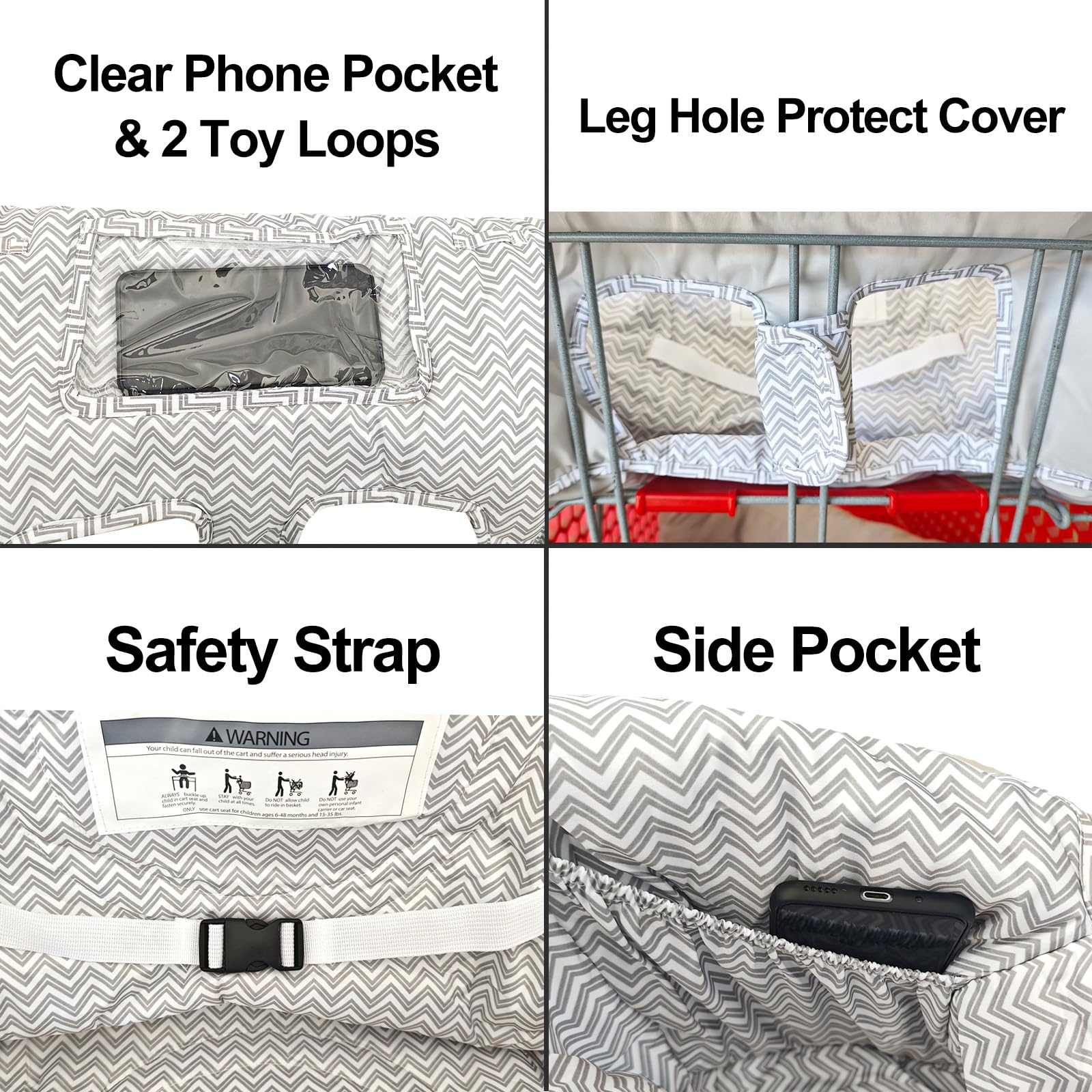 Love&go gray chevron fabric close-up showing stylish protection.