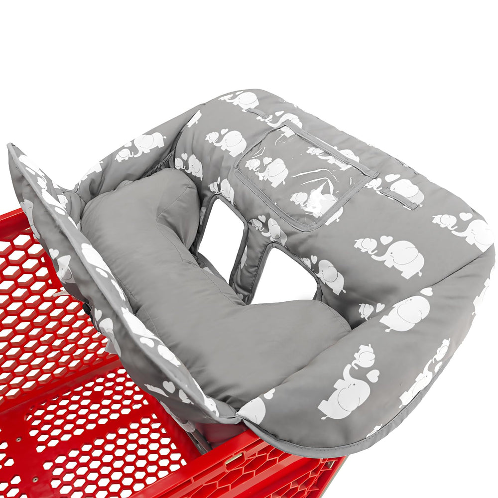Love&go soft pillow on cart cover adds cozy seating for baby.
