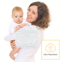 Close-up of Lovely Care cotton muslin fabric showing breathable texture for baby skin.