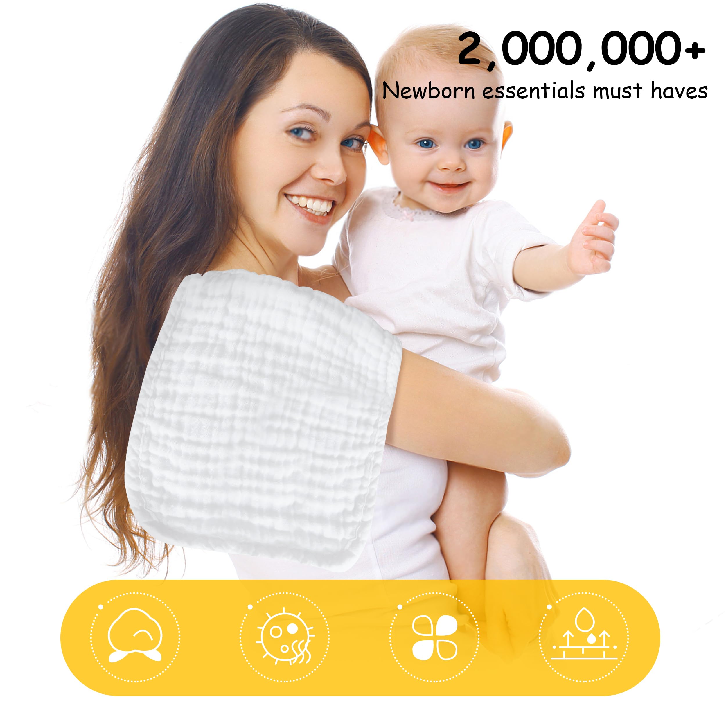 Lovely Care burp cloths are machine washable below 70°C for easy care.