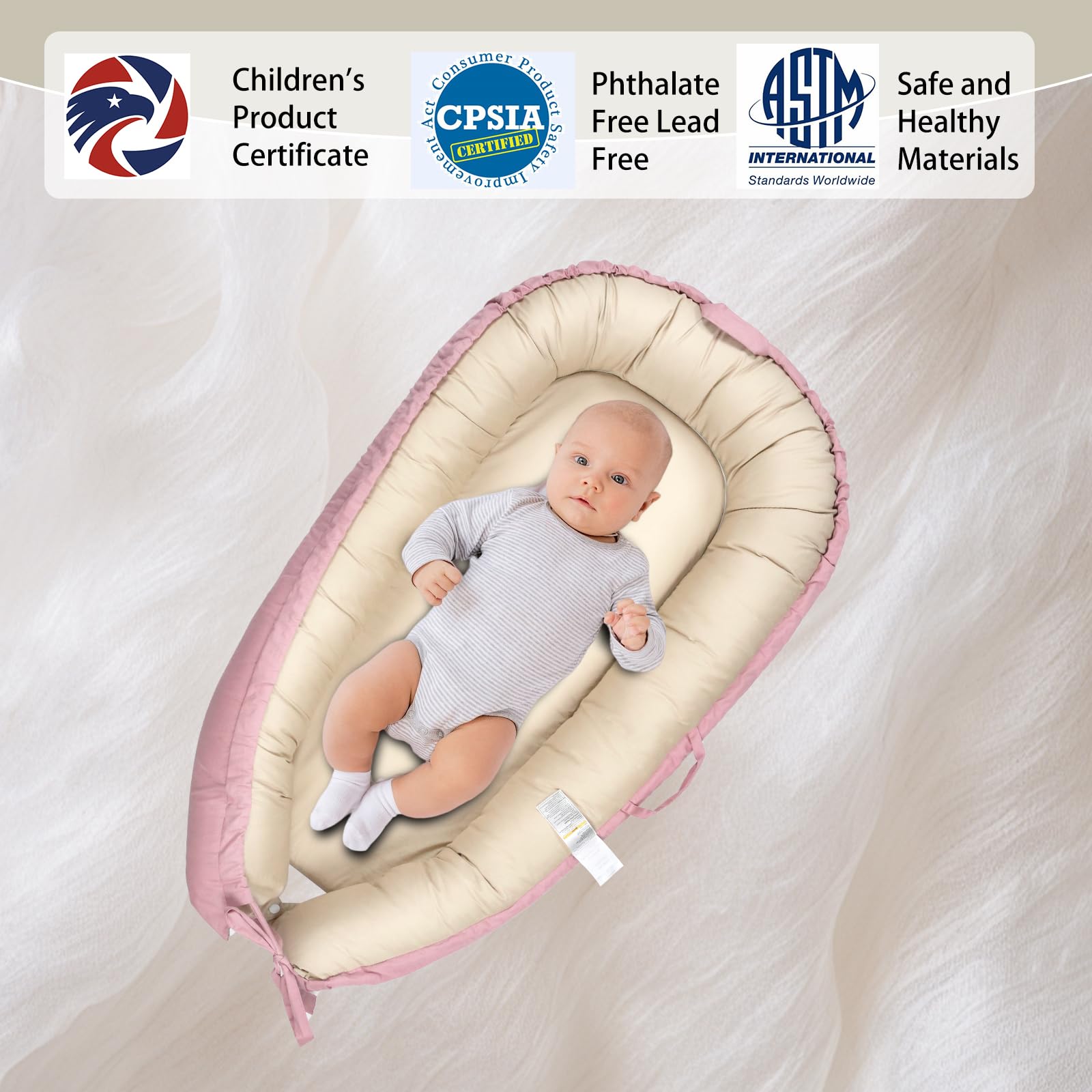 Love Mage infant lounger double-sided cover highlights versatile styling on both sides
