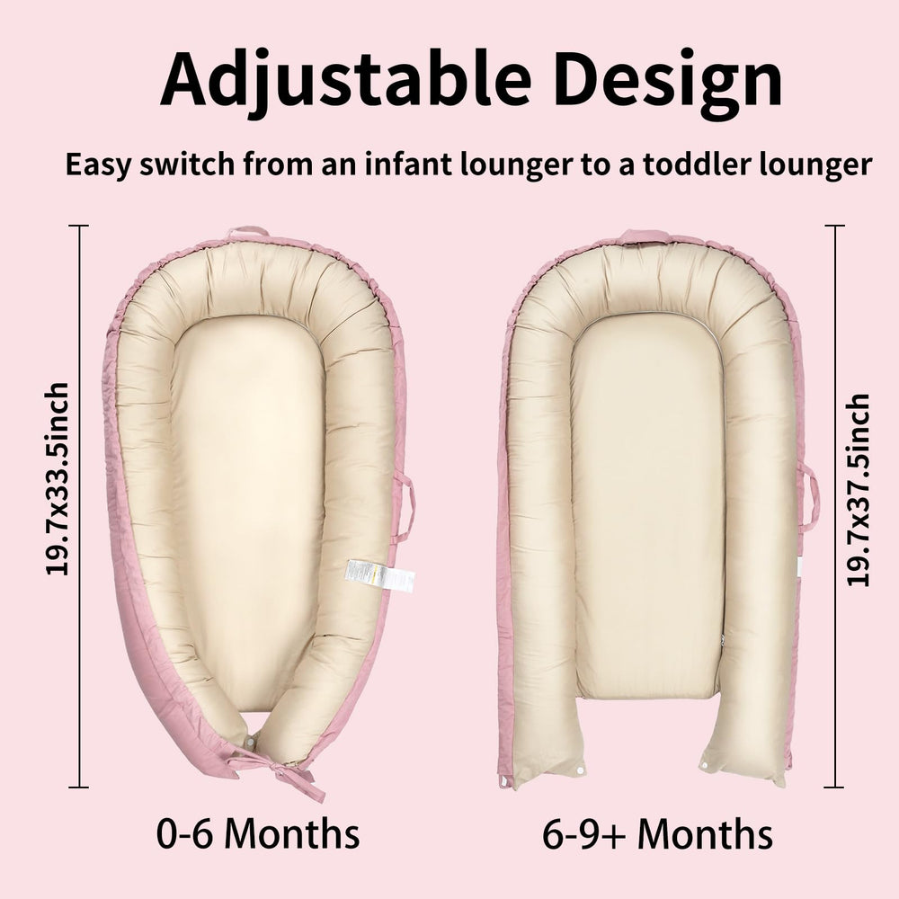 Love Mage infant lounger in-use during tummy time provides soft support