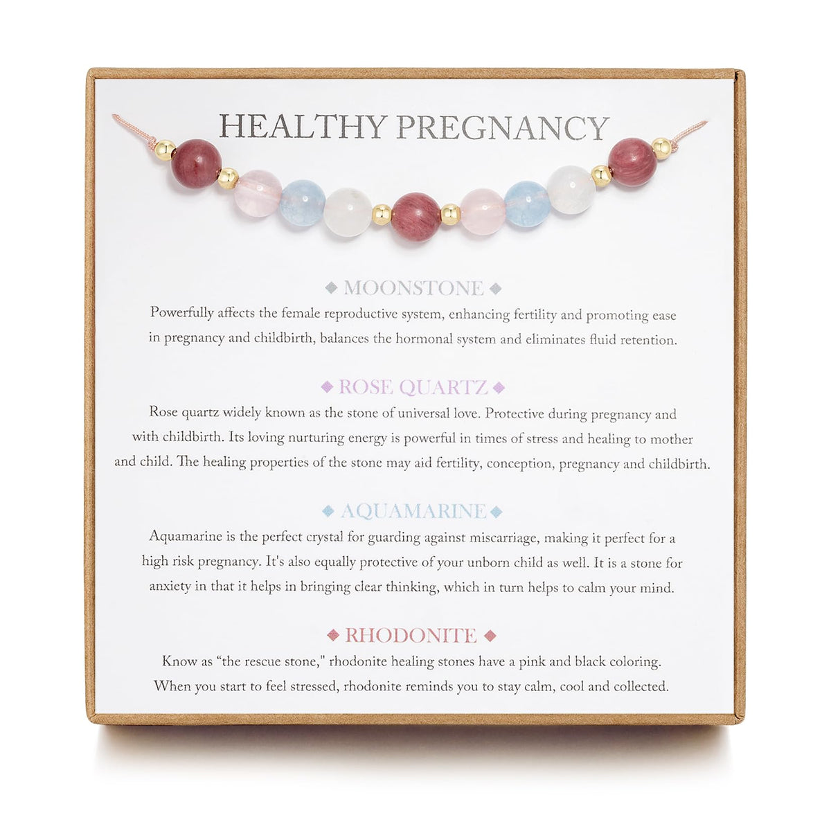 LOVEMY Healthy Pregnancy Bracelet Moonstone beads for calming energy.
