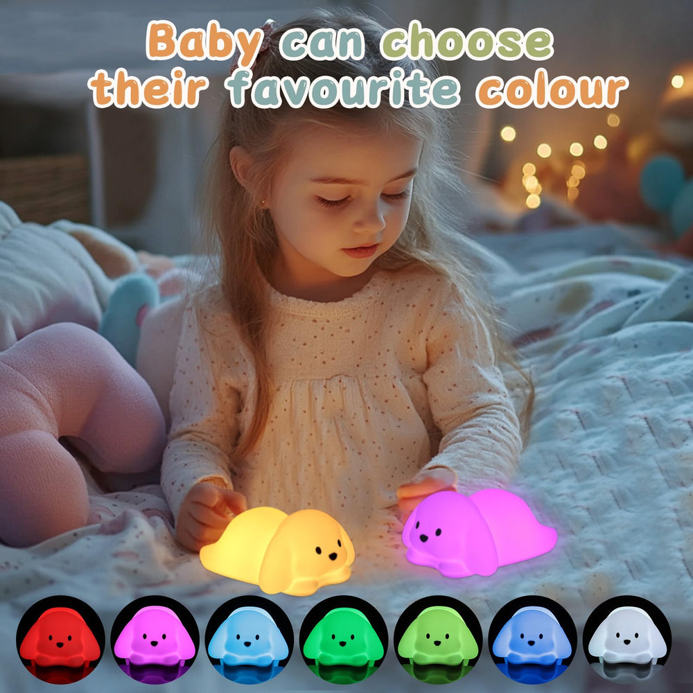 LOVERUIS dog night light emits warm and colorful glow for calming evenings.