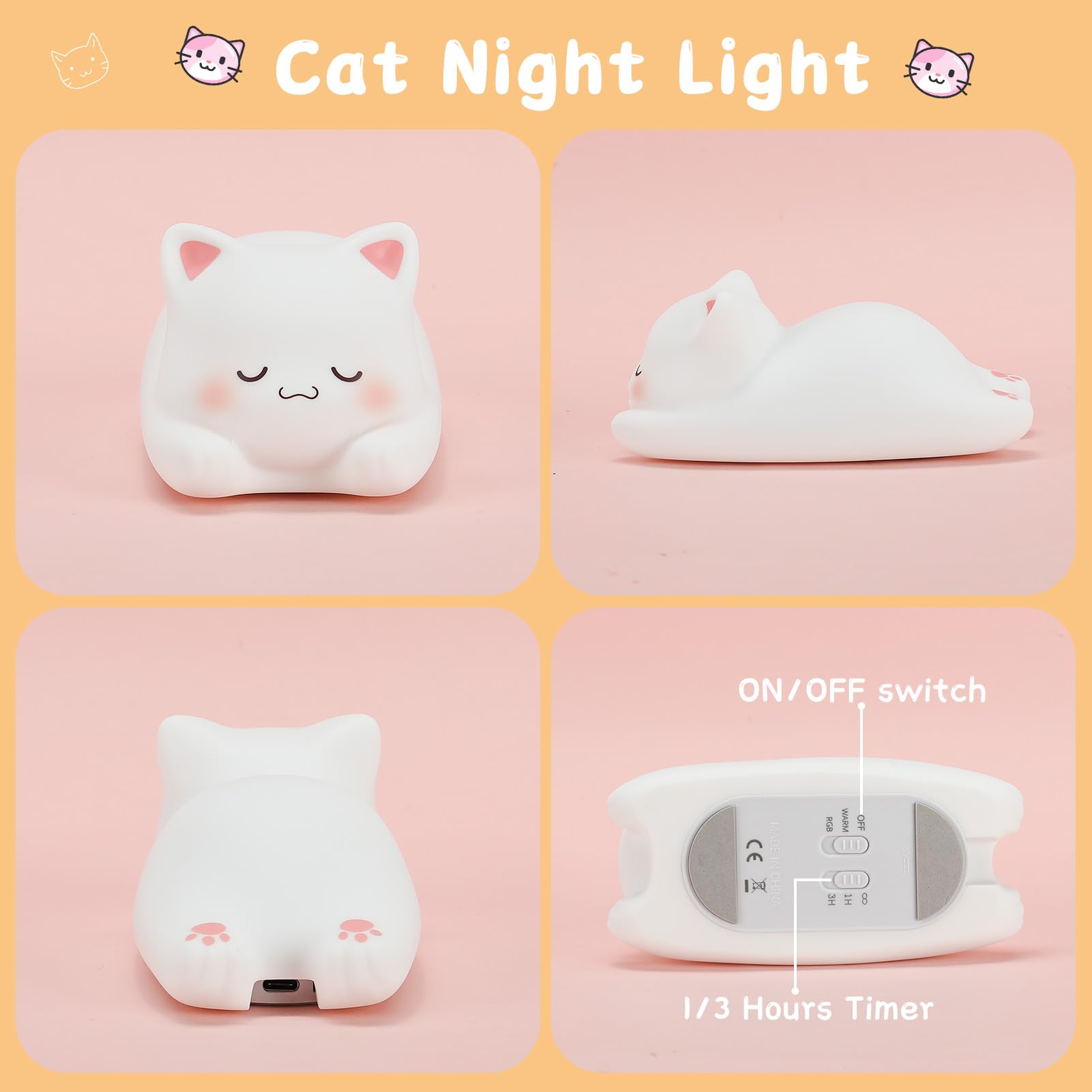 LOVERUIS kawaii bedside night light brightens the child’s room with gentle color.