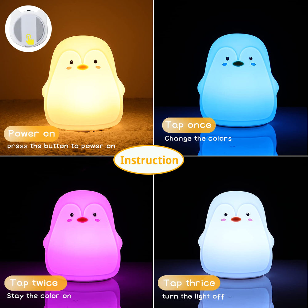 LOVERUIS Pudgy Penguins night light shows a 3-hour timer for easy control.