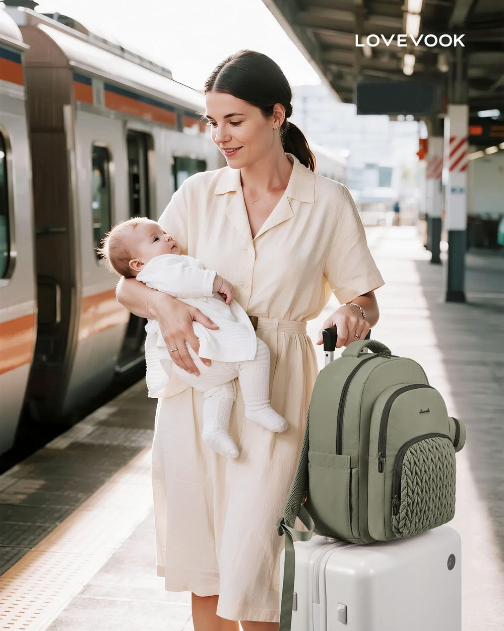 LOVEVOOK diaper bag backpack waterproof construction keeps items dry during daily use.