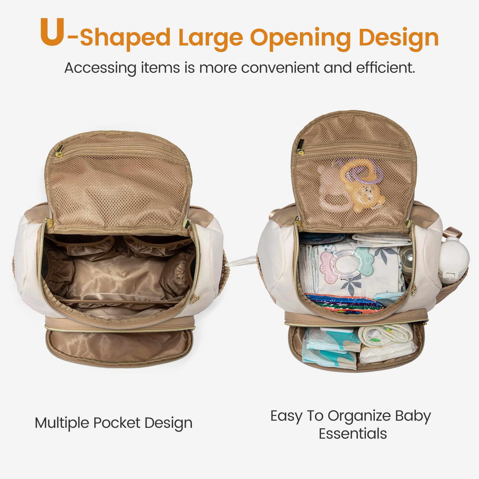 LOVEVOOK Mini Diaper Bag Backpack interior pockets keep bottles, diapers, and clothes organized.