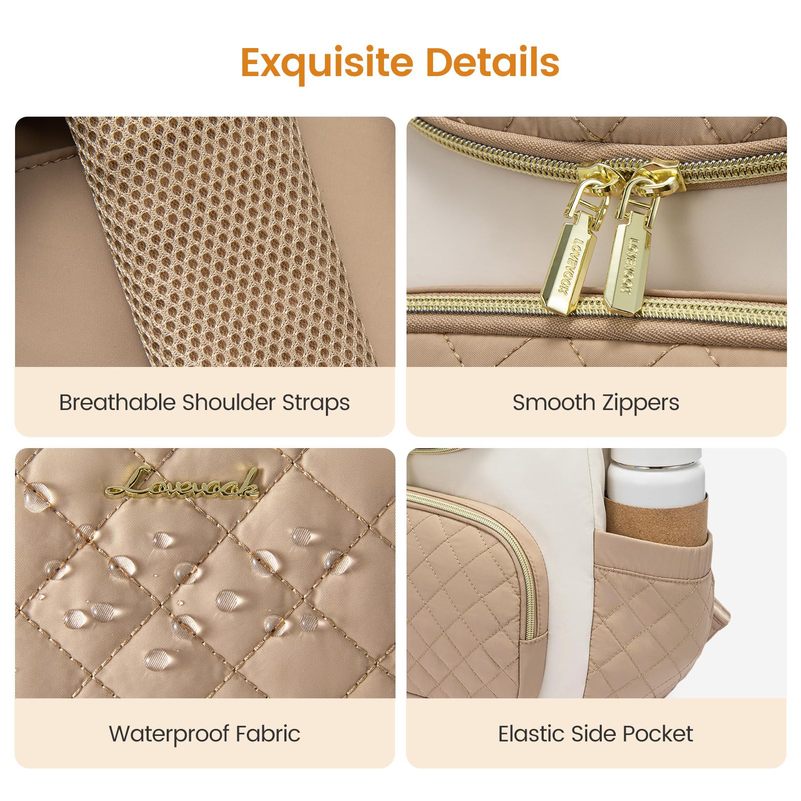 LOVEVOOK Mini Diaper Bag Backpack front pocket for quick access to essentials.