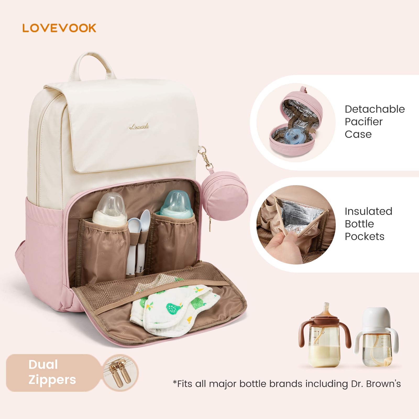 LOVEVOOK changing pad pink folded flat for on the go diaper changes