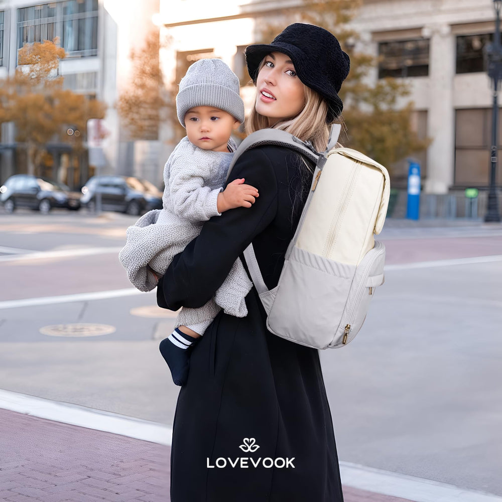 LOVEVOOK diaper bag backpack 360° rotating hook for stroller or luggage use
