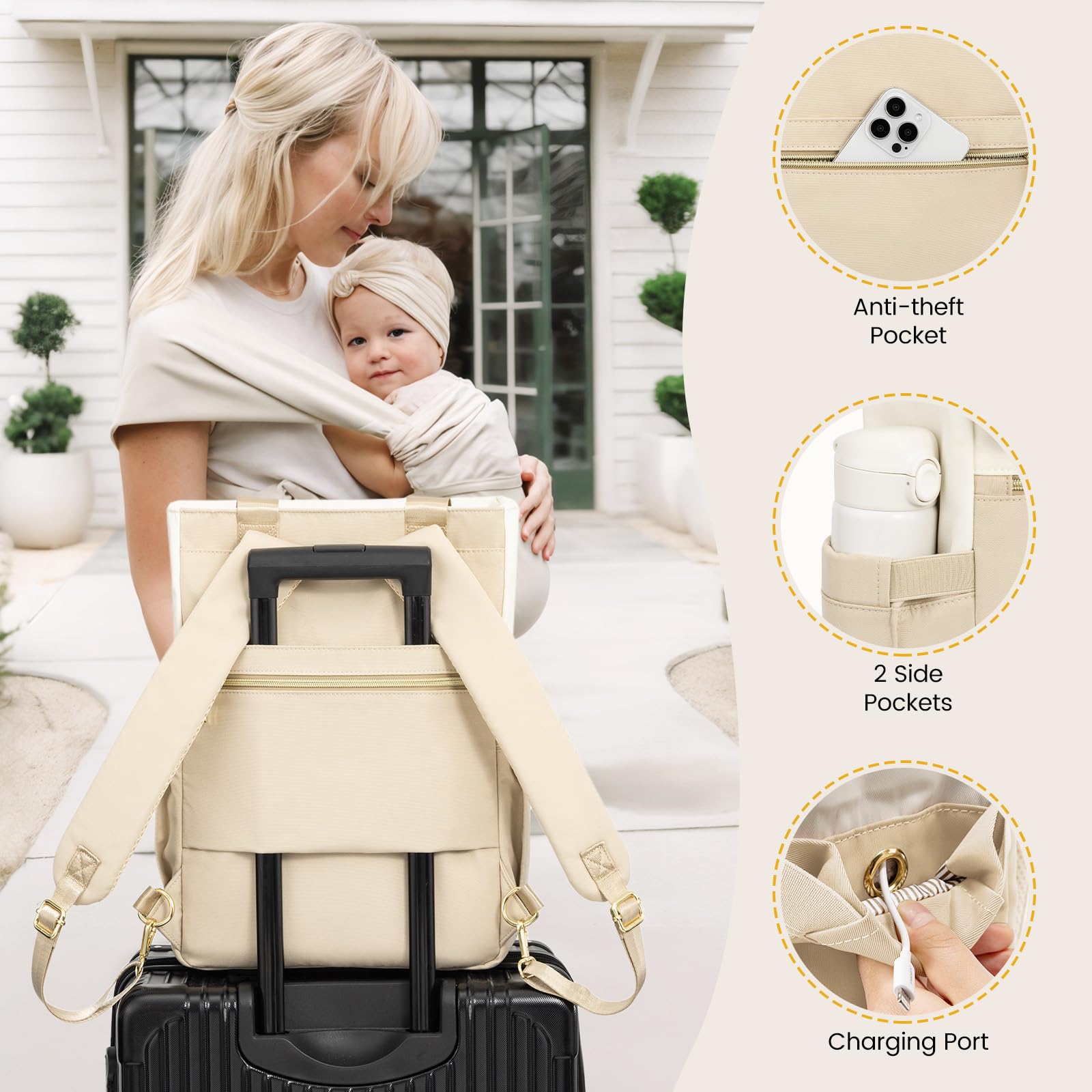 LOVEVOOK Diaper Bag Backpack anti-theft pocket adds secure storage