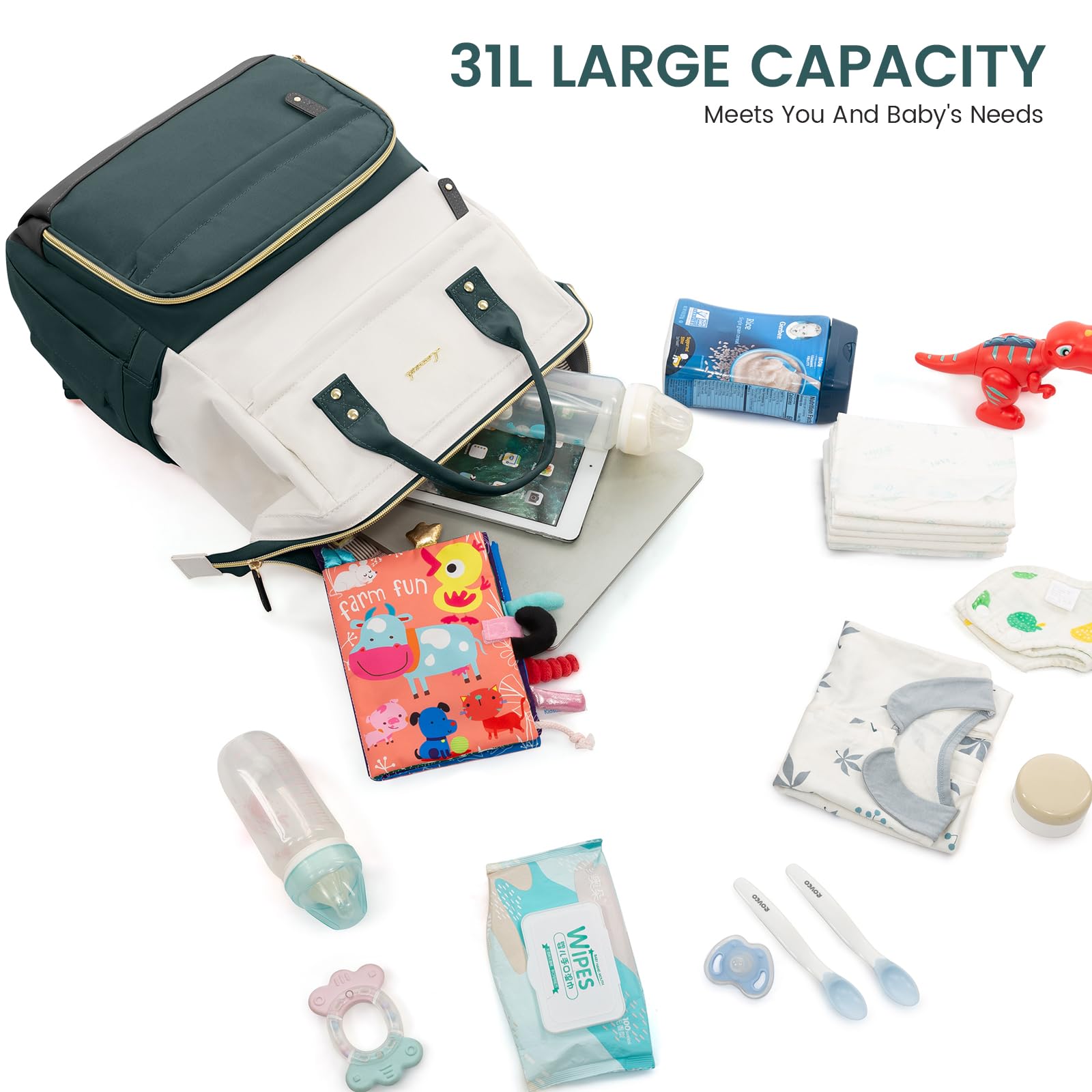 LOVEVOOK diaper bag features durable stitching for long lasting use