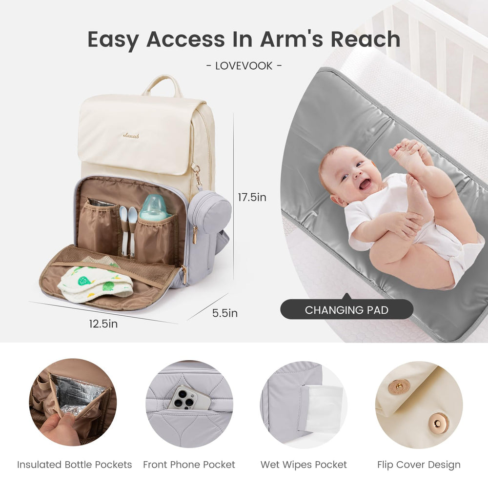 LOVEVOOK diaper bag backpack durable 930 polyester fabric that's easy to wipe