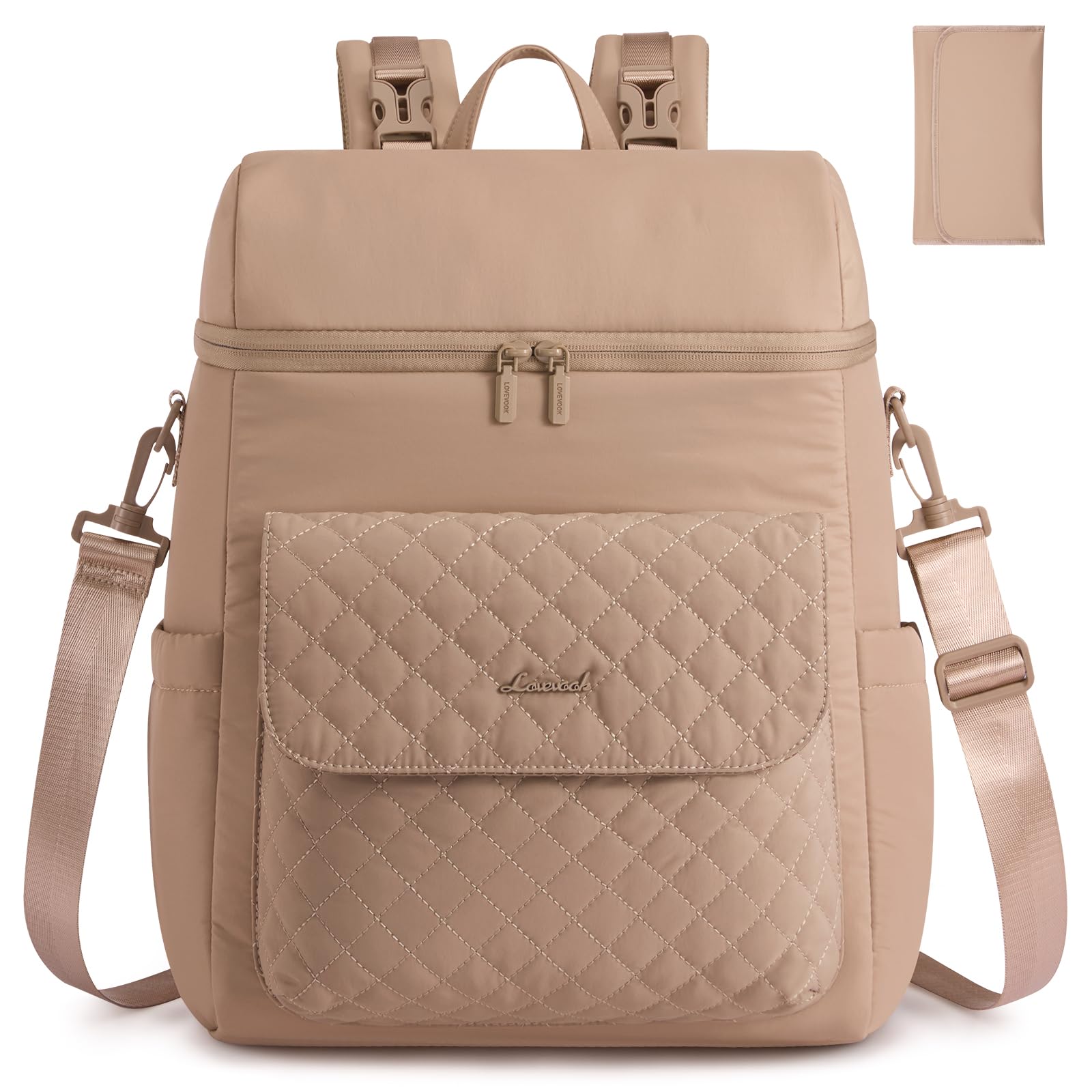 LOVEVOOK Diaper Bag Backpack front pocket for quick access on the go.