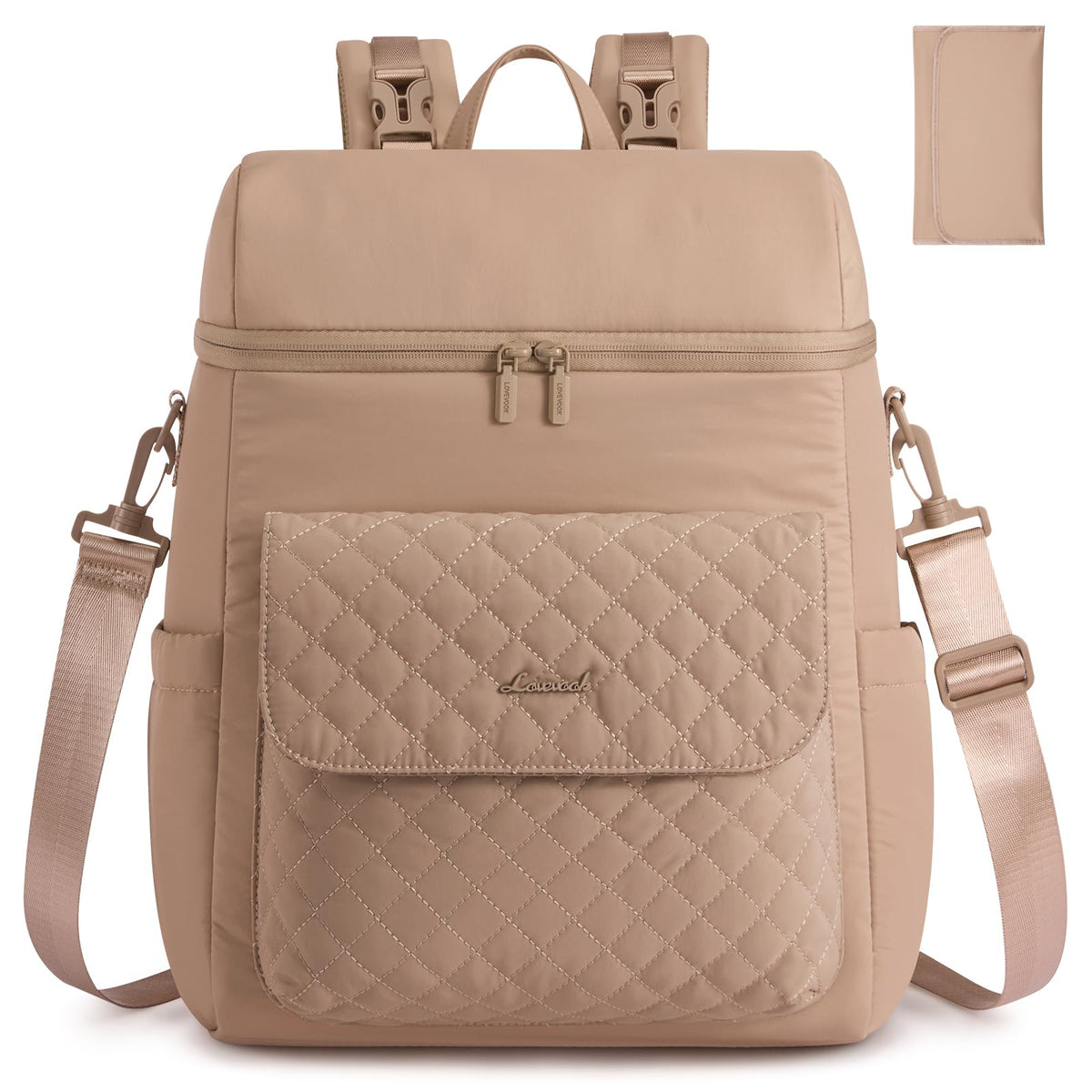 LOVEVOOK Diaper Bag Backpack front pocket for quick access on the go.