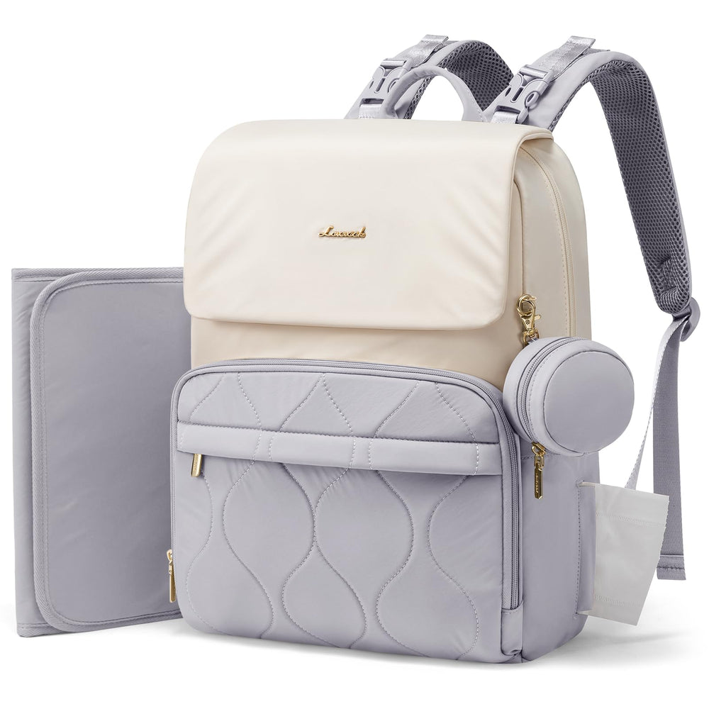 LOVEVOOK diaper bag backpack front view in grey for stylish parenting on the go