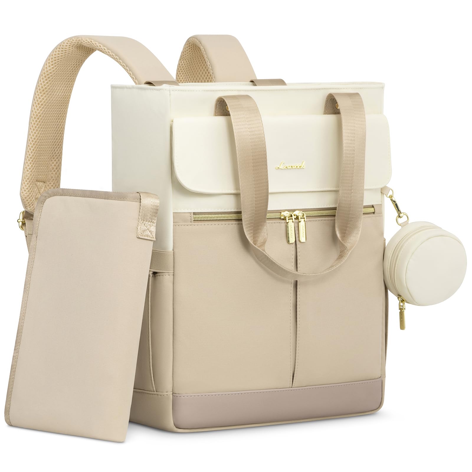 LOVEVOOK Diaper Bag Backpack front view shows spacious organization for on-the-go parents