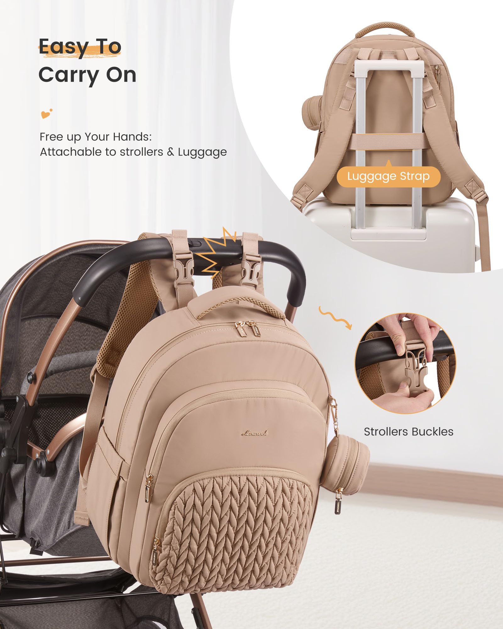 LOVEVOOK insulated bottle pockets keep drinks at the right temperature on outings.