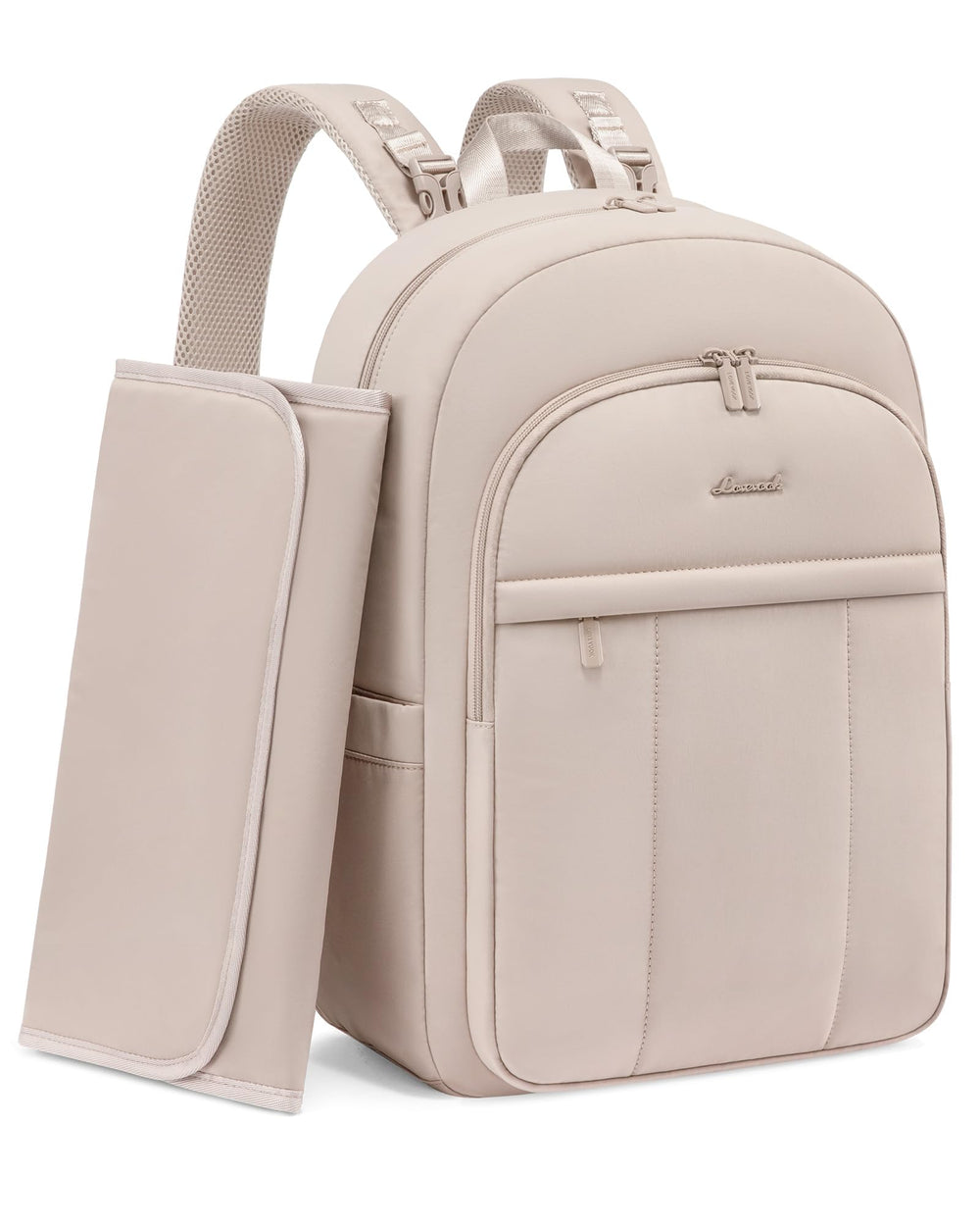LOVEVOOK diaper bag backpack ivory color; stylish and practical for on-the-go parenting.