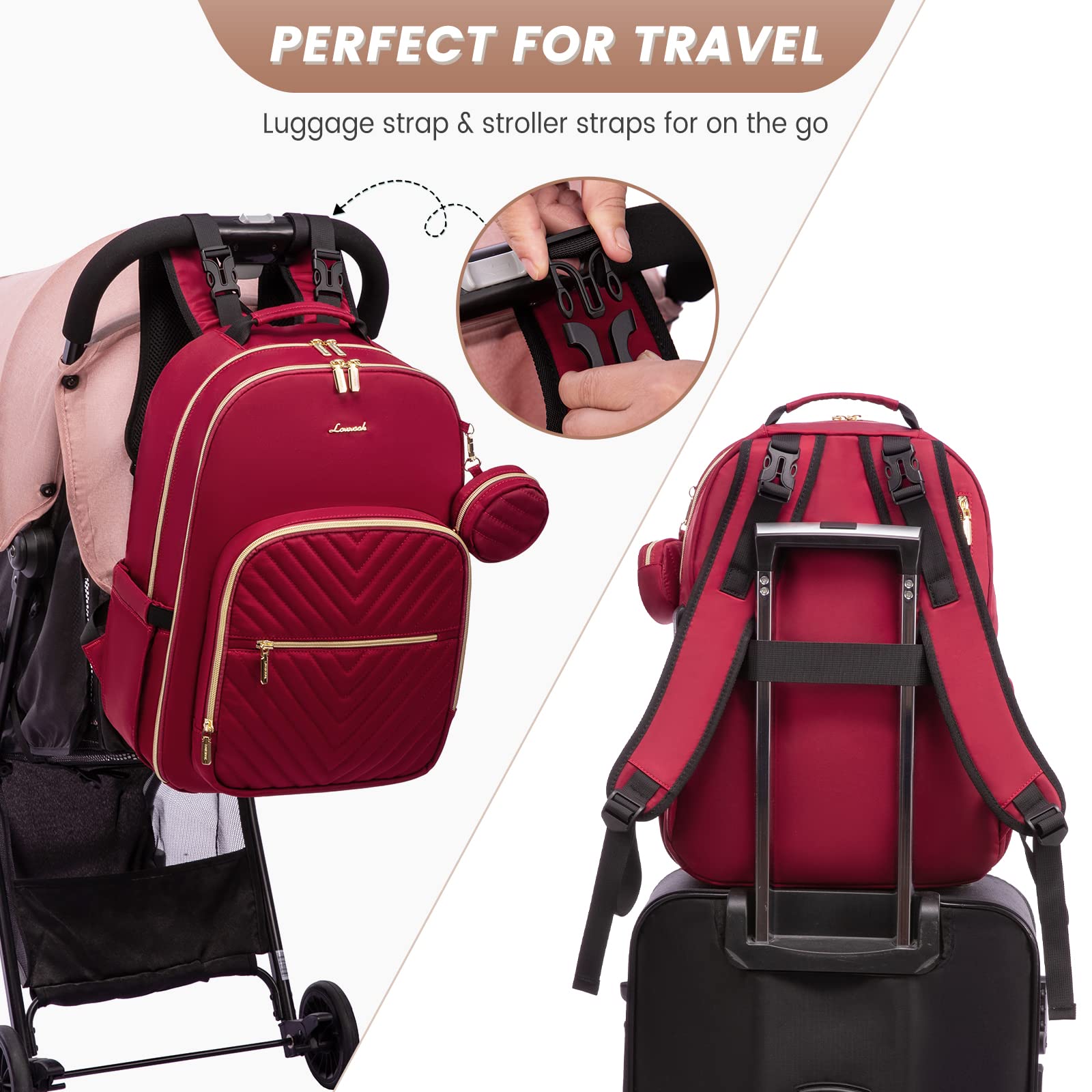 LOVEVOOK diaper bag backpack padded laptop pocket for work on the go