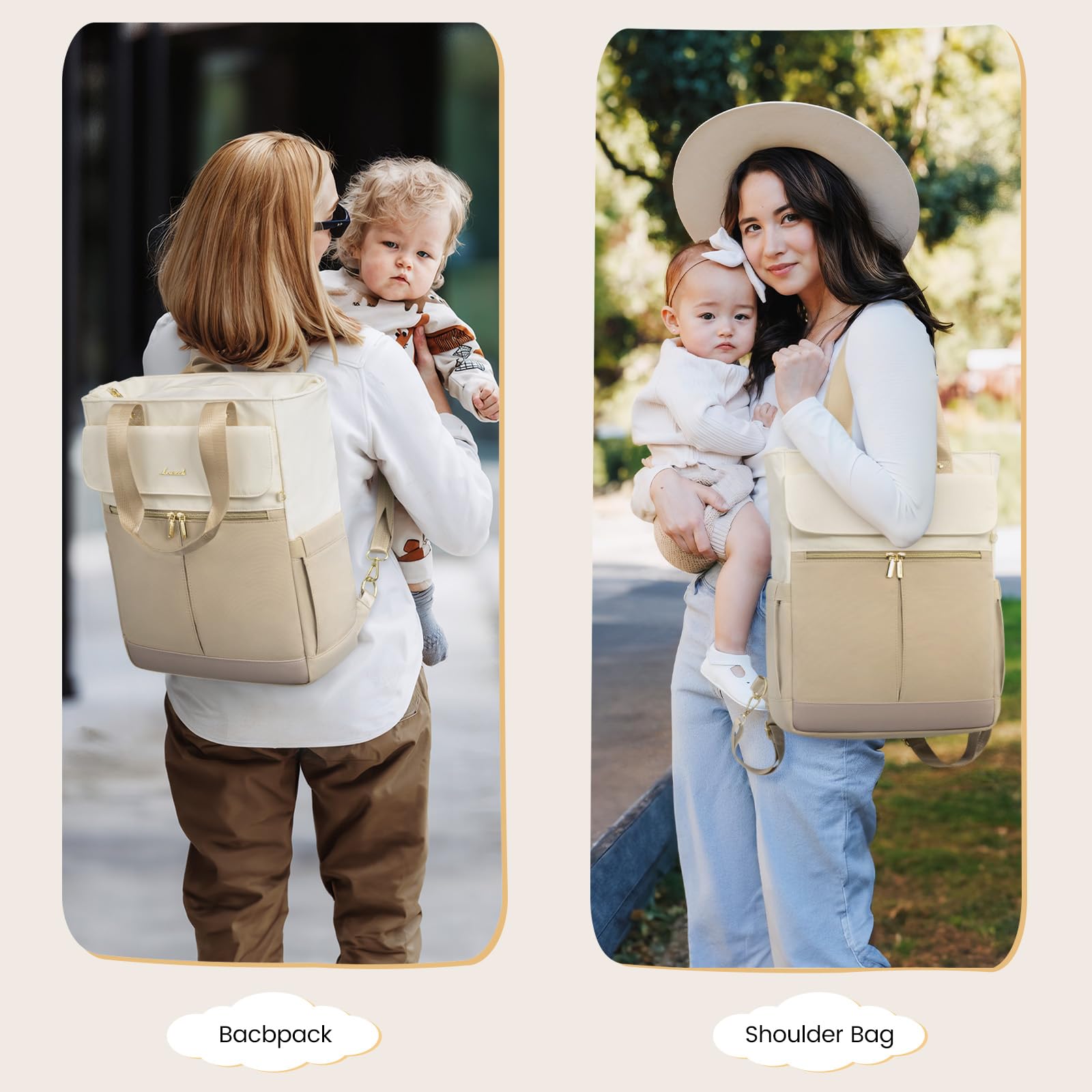 LOVEVOOK Diaper Bag Backpack open pockets organize baby essentials and personal items
