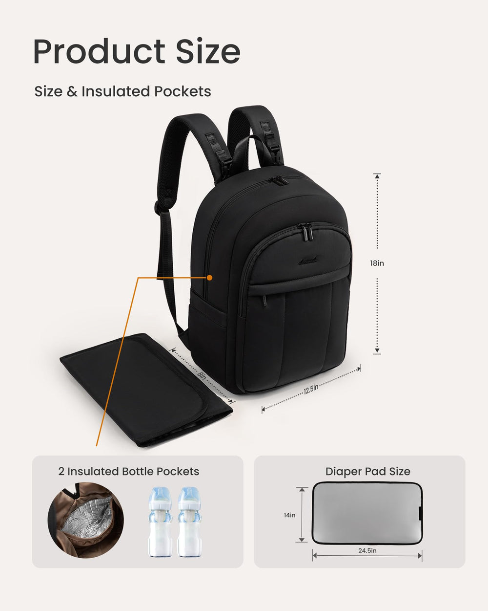 LOVEVOOK diaper bag backpack 30L capacity for organized travel and daily use.