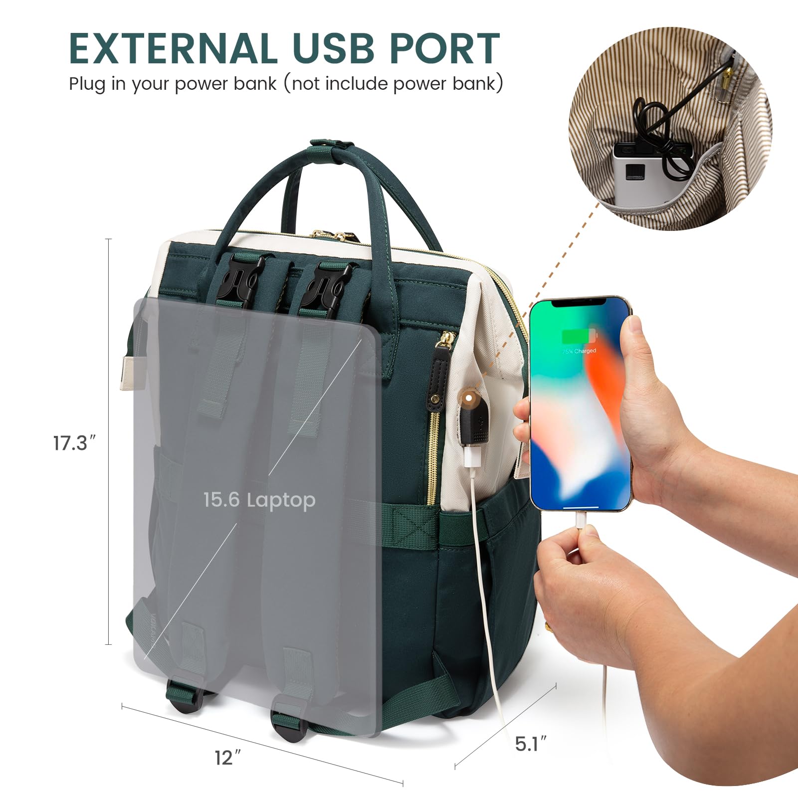 LOVEVOOK diaper bag with stroller strap for hands-free use during walks