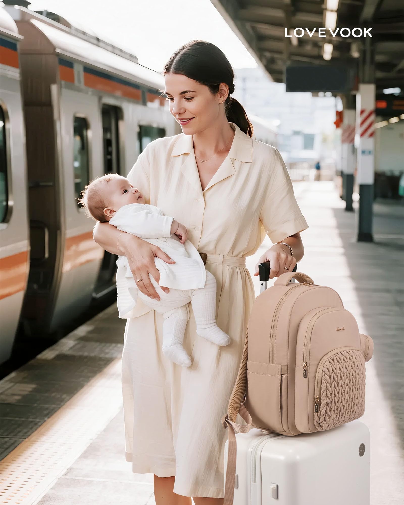 LOVEVOOK waterproof diaper bag features durable materials for spill protection