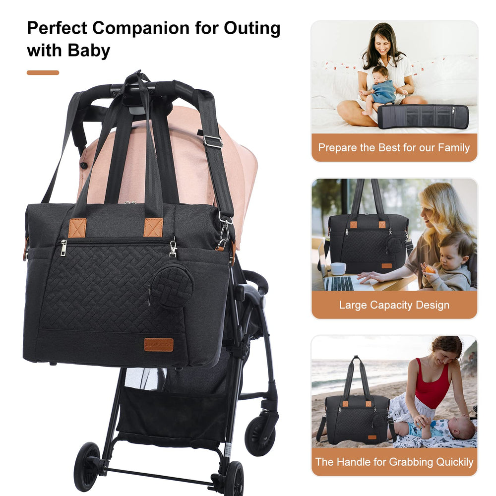 LOVEVOOK diaper bag tote detachable strap enables crossbody, shoulder, or handbag styling