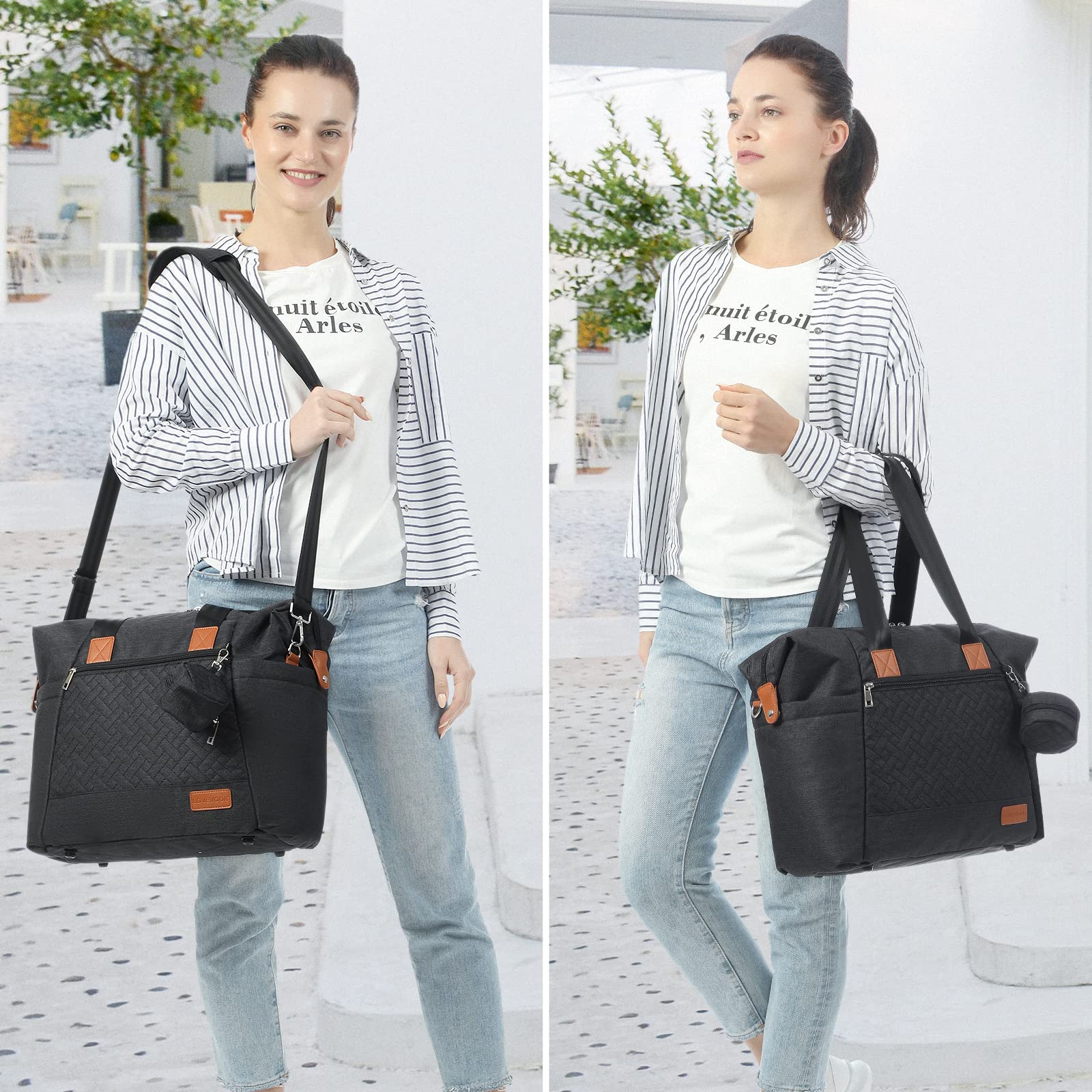 LOVEVOOK diaper bag tote luggage sleeve simplifies travel with hands-free mobility